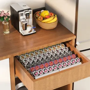 2 पैक स्पष्ट कदम-आकार एक्रिलिक कार्यालय रसोई Countertop के लिए कश्मीर कप कॉफी फली धारक ट्रे दराज भंडारण पकड़ 30 कॉफी