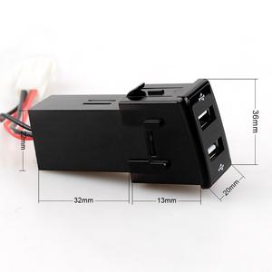 อุปกรณ์แต่งรถ2usb Dual <span class=keywords><strong>USB</strong></span> 2.4A ชาร์จรถตำแหน่งเดิมซ็อกเก็ตชาร์จรถสวิทช์ไฟรถ - Product Image 2