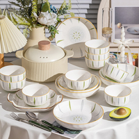 Vajilla Redonda de Porcelana y Cerámica Estilo Nórdico Europeo, Apta para Lavavajillas y Horno, Juego de 58 Piezas de Platos y Tazones, Gran Venta