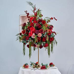 Bola de Flores Artificiales Roja Anaranjada de 60 cm, Decoración para Mesas de Boda, Uso Interior y Exterior, de Temporada, Gran Venta - Product Image 3