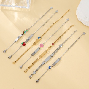 Ywu aceon קטיפה נירוסטה 15 ס "מ אורך שרשרת קישור figaro מותאם אישית סימן פירות אמייל קשת בענן הולדת אבן צמיד - Product Image 2