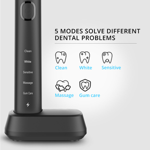 Cepillo de dientes sónico eléctrico recargable, 5 modos, resistente al agua IPX7, con 4 cabezales de cepillo, carga inalámbrica para adultos - Product Image 5