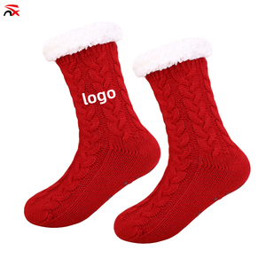 Bán Buôn New Dành Cho Người Lớn Nhà Nhiệt Vớ Dày Mùa Đông Mờ Chống Slipsocks Ấm Cúng Dài Nhà Phụ Nữ Vớ Màu Đỏ Vớ Tinh Khiết - Product Image 6