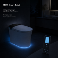 WC intelligent haut de gamme à chasse d'eau à jet, allongé, à siphon en S, à poser au sol, étanche IPX4, télécommande, pour salle de bain moderne