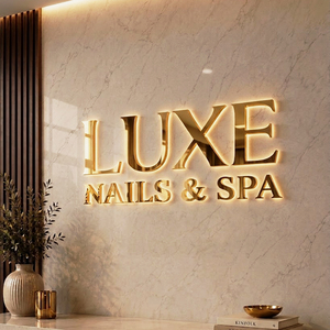 Factory Wholesale Custom Business 3d Backlit Logo Channel Wooden Acrylic <strong>Led</strong> Letters <strong>Sign</strong> for Beauty Salon - Product Image 4
