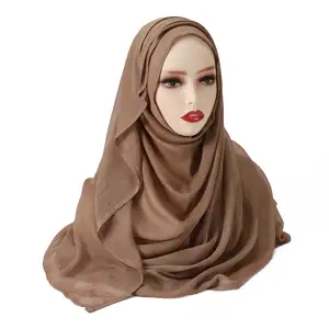 Hijabs Modal en coton personnalisé de haute qualité, 185x85cm, tissu léger et respirant