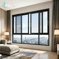 Fenêtre coulissante horizontale résidentielle en acier inoxydable avec cadre en aluminium à rupture de pont thermique et verre isolant trempé, à suspension, pour l'aménagement moderne