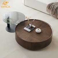 Table basse moderne pour salon, table basse créative en bois italienne de petite taille, table basse ronde luxueuse pour salon