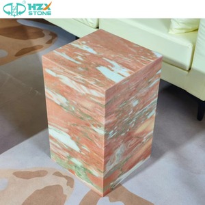 Hzx bán buôn cao cấp Ý calacatta Hồng tấm đá cẩm thạch cho phòng khách sang trọng tùy chỉnh hiện đại kết thúc cà phê plinth bên bảng Top - Product Image 2