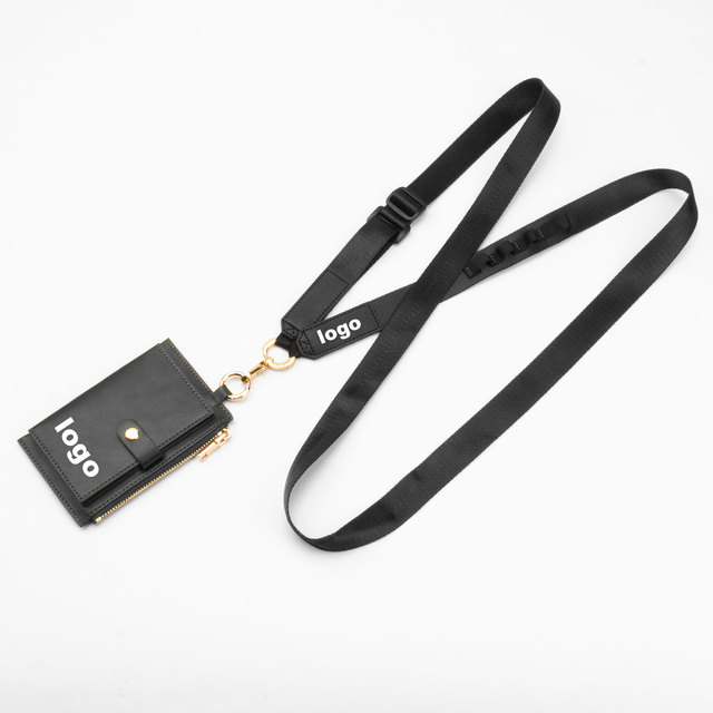 Hot Selling Adjustable Leather & Polyester Detachable Zipper Wallet Crossbody Phone Lanyard for iPhone 120cm Length Wholesale
