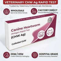 Kit rapide certifié ISO13485 pour la détection de l'antigène de la larve de la piqûre du chien (CHW Ag) par or colloïdal, précision de 99 %, 1 ou 25 tests