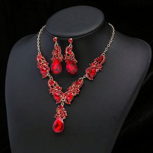 Parure Collier et Boucles d'Oreilles Diamant pour Femme, Style Rétro, en Alliage Électroplaqué, Bijoux à Sertissage Clos en Diamant de Laboratoire, Accessoires pour Robe de Soirée - Product Image 4