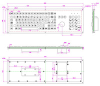 Teclado Industrial Metálico Impermeable IP65 de 106 Teclas USB con Panel Frontal de Acero Inoxidable y Trackball para Máquina de Curvar Tuberías