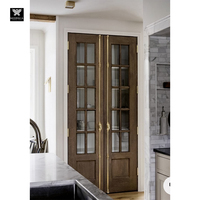 Porte française en bois massif avec loquet long en fer pour maisons, finition intérieure en noyer noir, portes de garde-manger
