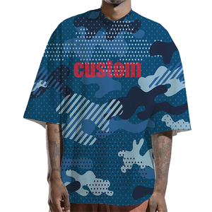 定制迷彩t恤数码印花图形t恤水洗重量级棉短款宽松迷彩t恤男 - Product Image 3