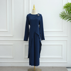 Yibaoli produttore 6 colori Jazz crêpe Muslim Dubai turchia stile donna modesto Abaya 2 pz Top lungo con pantaloni Set da donna - Product Image 6