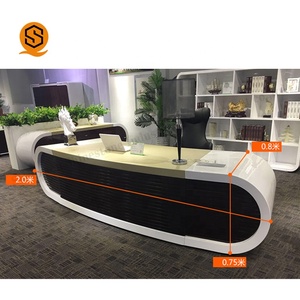 Escritorio de Oficina Moderno con Diseño de Borde Redondo, Color Blanco, para CEO, Estilo <span class=keywords><strong>Google</strong></span> - Product Image 4