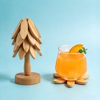 Ensemble de dessous-de-verre en bois en forme d'arbre pour table basse, cuisine, dessous-de-verre en bois, dessous-de-plat en bois
