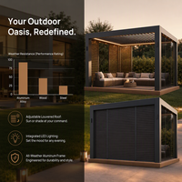 Pergola bioclimatique en aluminium écologique à toit à lamelles télécommandées, moderne, imperméable, pour balcon, jardin, terrasse