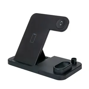 4 In 1 QI Wireless Charger Induksi Pengisian Berdiri untuk iPhone 11 Pro X XS Max untuk Airpods untuk Apple watch Pensil Dock Station