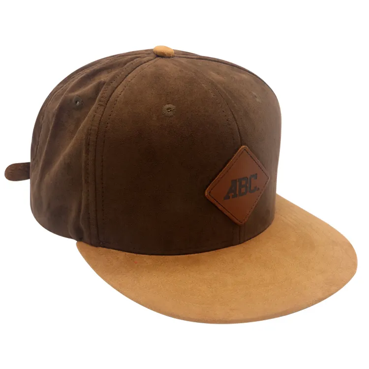 OEM Design i tuoi cappelli in pelle scamosciata all'ingrosso Patch Label in pelle 2 tone regolabile Gorras Custom cappellini Snapback