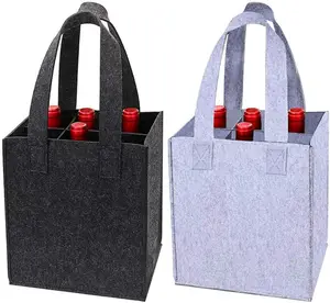 Wholesale Felt Wine Bottle Bag Divided Wine Tote Bag High Quality Hanging Felt Tote Bag