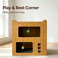 Mobilier pour chat d'intérieur en bois, maison carrée multi-niveaux avec espaces de repos privés superposés pour chatons