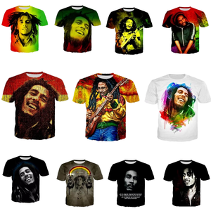 Camisetas de Verano para Hombre, Estilo Rock, Bob Marley, Estampado 3D, Cuello Redondo, Manga Corta, Casual, Urbana, Hip-hop, Corte Regular, 180 Gramos - Product Image 1