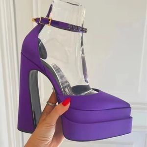 Sandales en soie à plateforme tendance, chaussures pointues confortables, talons compensés pour femmes - Product Image 5