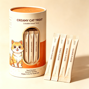 Custom printed round paper tube PVC window eco‑friendly pet cat <b>treat</b> paper can recyclable cylinder <b>box</b> for cat snack packaging - Product Image 1