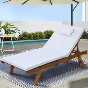 Chaise longue en bois d'extérieur de style moderne 195x 68x 89cm, durable, résistante à la corrosion, adaptée aux jardins et piscines extérieurs - Product Image 3