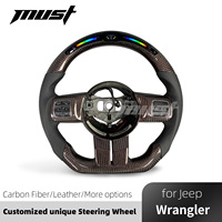 Volant de direction personnalisé en fibre de carbone rouge sergé LED pour Jeep Wrangler JK Rubicon 4x4 Sport Grand Cherokee SRT 2011-2016