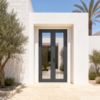 Porte à battants en alliage d'aluminium pour villa, appartement, hôtel, bureau, entrée extérieure, à rupture de pont thermique, double vitrage, profilé mince
