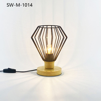 Nueva Lámpara de Mesa Moderna con Barra de Madera Vintage y Alambre de Hierro, 220V, LED Creativa para Decoración del Hogar