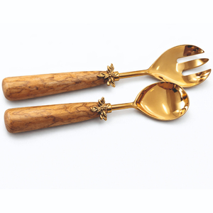 Utensilios para Ensalada de Lujo con Mango de Acero Inoxidable Grueso, Chapado en Oro, Ecológico, Diseño Único, Alta Calidad, Apto para Lavavajillas - Product Image 2