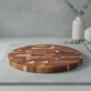 Nouvelle planche à découper ronde en bois d'acacia, multi-usages, adaptée aux céréales, aux ustensiles de cuisine, à la viande, aux légumes, au boucherage - Product Image 4