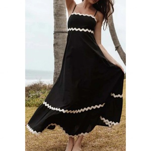 Elegante Vestido Maxi de Verano Personalizado para Mujer, Cuello Halter, Casual, Sexy, Color Sólido, Cintura Natural, Largo, Poliéster, Estilo Vintage - Product Image 4