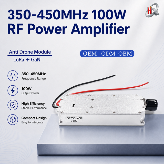 Customizable 50/100W 433M/900M/1.2G/1.5G/2.4G/5.2G/5.8GHz GaN Power Amplifier Module Anti-drone  Interference Module
