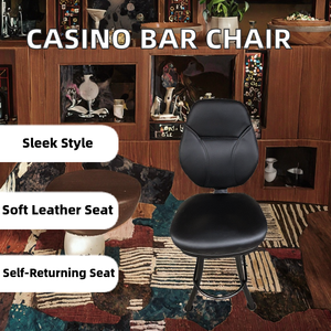 Sillas de Bar/Casino Ajustables y Resistentes, Tapicería de Cuero Premium, Diseño de Respaldo Alto, Reposapiés, Estructura de Acero, Giratorias - Product Image 2