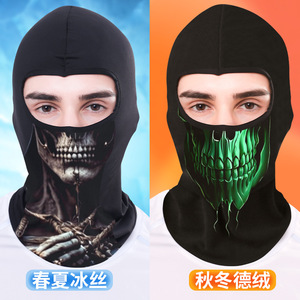 Cagoule de sport d'extérieur à séchage rapide en soie glacée avec imprimé tête de mort, protection solaire unisexe pour le cyclisme - Product Image 3