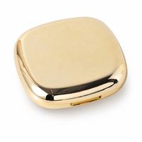 Boîtier de poudre compact de luxe doré vide avec miroir, emballage carré en plastique pour maquillage, conteneur cosmétique OEM ODM