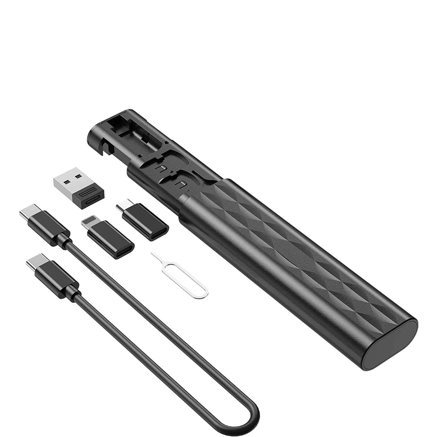 Huien 다기능 소형 케이블 카드 휴대용 보관함 마이크로 USB A 타입 C 라이트 USB 어댑터 키트 (PD 60W 충전 포함)