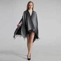 Écharpe longue en acrylique pour l'automne et l'hiver, châle réversible à dégradé de couleurs, franges jacquard, poncho grand format durable et coupe-vent pour l'extérieur