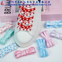 Lacets de chaussures en polyester imprimés en forme de cœur colorés de 8 mm de large, 100-160 cm, lacets plats pour baskets tendance, 8 couleurs