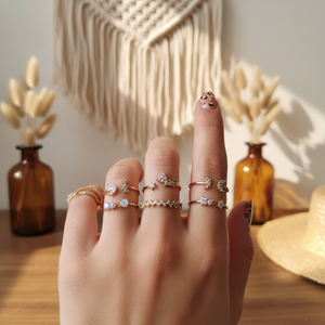 Vendita calda Trending moda stile Boho anelli aperti per ragazze regolabile sole stella drago intarsio forma numero all'ingrosso - Product Image 3