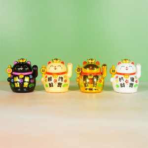Chat porte-bonheur japonais de 2 pouces à énergie solaire, décoration intérieure de voiture, décoration de fête du printemps, <span class=keywords><strong>Maneki</strong></span> <span class=keywords><strong>Neko</strong></span> - Product Image 4