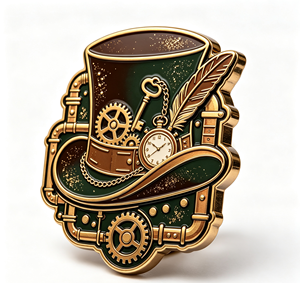 Pin de metal esmaltado personalizado con diseño de engranaje vintage, llavero, reloj de bolsillo y logotipo de pluma, para regalo y ropa - Product Image 4