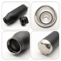 Bouteille isotherme en acier inoxydable avec base en bambou et bouchon en liège, petite gourde portable à large ouverture avec poignée pour l'extérieur