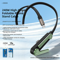 Cable de Carga Rápida Tipo-C ZEADA de 240W 5A con Funda de Nailon y Soporte para Teléfono para Laptop y Teléfono