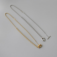 Collier minimaliste en acier inoxydable plaqué or 18 carats avec chaîne à perles en titane et fermoir OT, bijoux de mode pour femmes, ne ternit pas